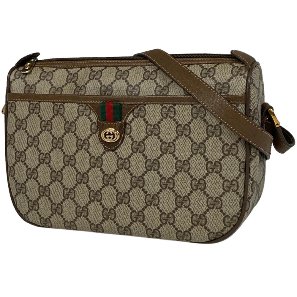 Gucci GG Shoulder Bag Crossbody Sherry Canvas Beige Brown